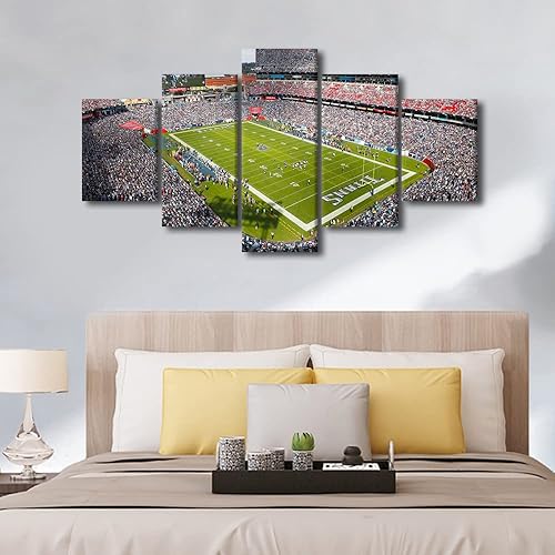 Vista 497 de Cuadros de estadios deportivos de fútbol americano de Minnesota, cuadros de vikingos, 5 paneles, lienzo para pared, arte de pared del estadio