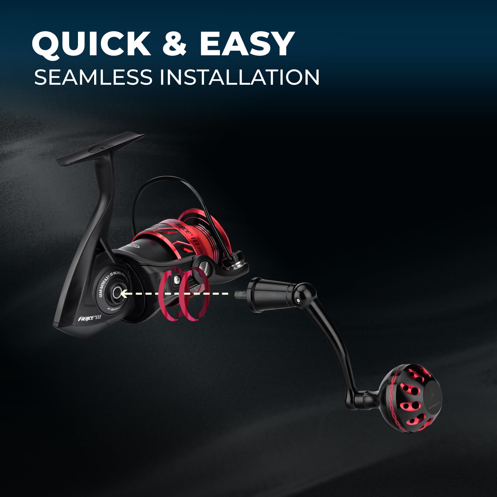 GOMEXUS Power Handle Mango Carrete para Penn Spinfisher Vi VII [SPNF]/ Slammer III IV [SLM]/ Battle II&III [BTL]/ Battle III DX [BTL]/ Pursuit III/IV [PST]/ Fierce III&IV 1000-105000[FRC]