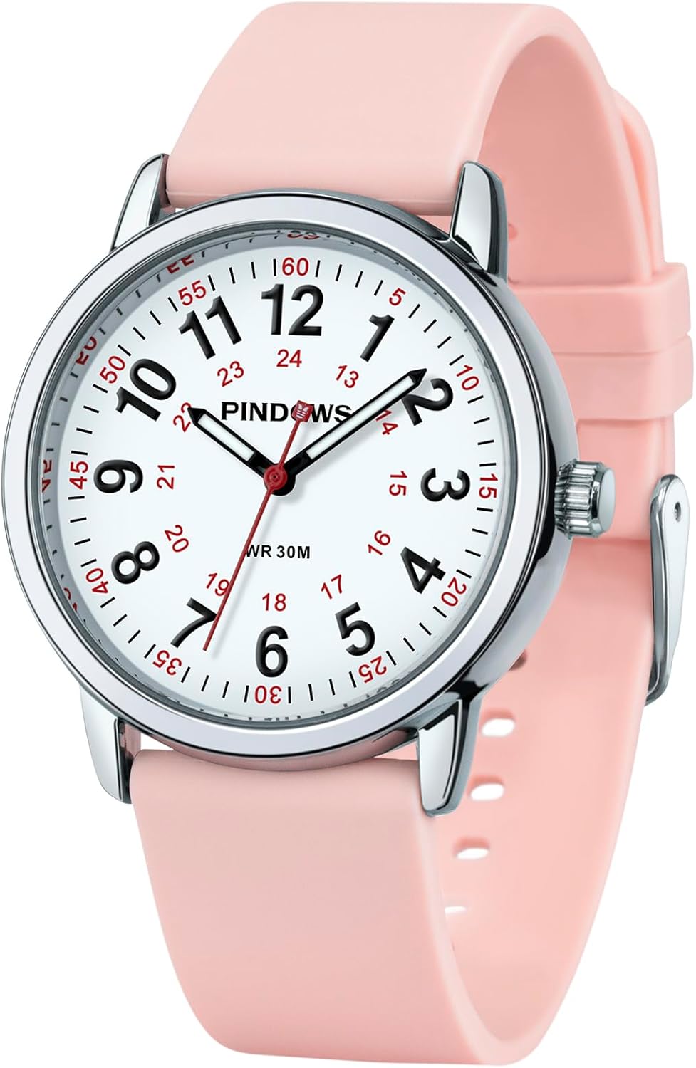 PINDOWS Watches for Women, Analog Quartz Ladies Watches for Students Women and Men, 30M Waterproof Military Time Luminous Easy-Read Dial