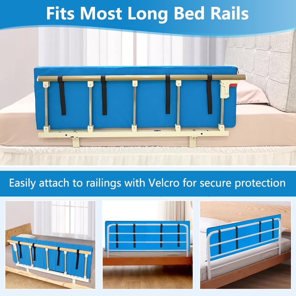 AOSSA Hospital Bed Rail Covers, Bed Rail Padding, Foam Bumper Pads for Elderly Adults Safety, Medical Bedrail Padded Cushion for Seniors, Disabled or Handicapped, Bed Railing Cover (2 Pack)