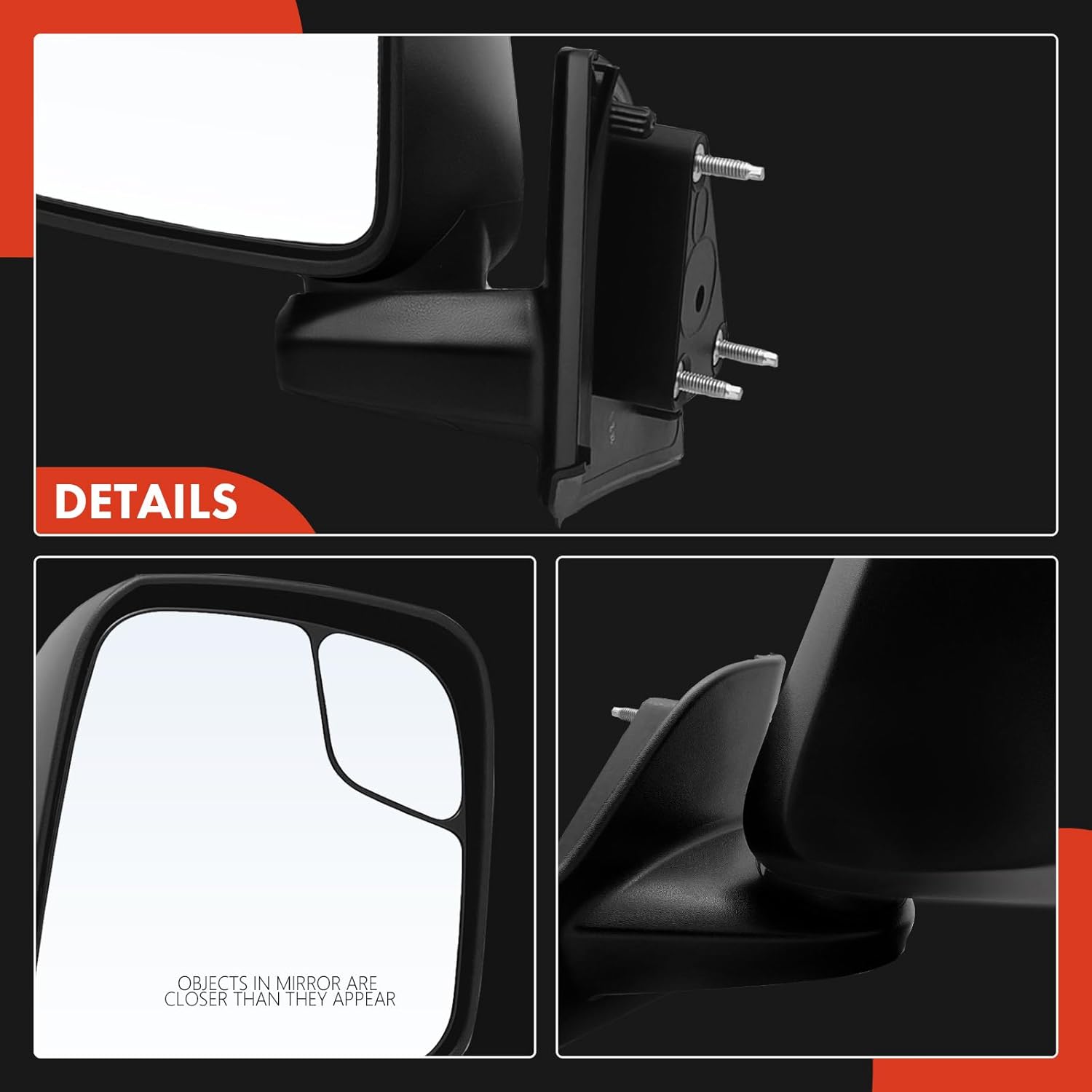 A-Premium Passenger Side Manual Door Mirror - Compatible with Nissan NV200 2013-2021 & Chevrolet City Express 2015-2018 - Non-Heated Manual Folding Black Outside Rear View Mirror w/Turn Signal