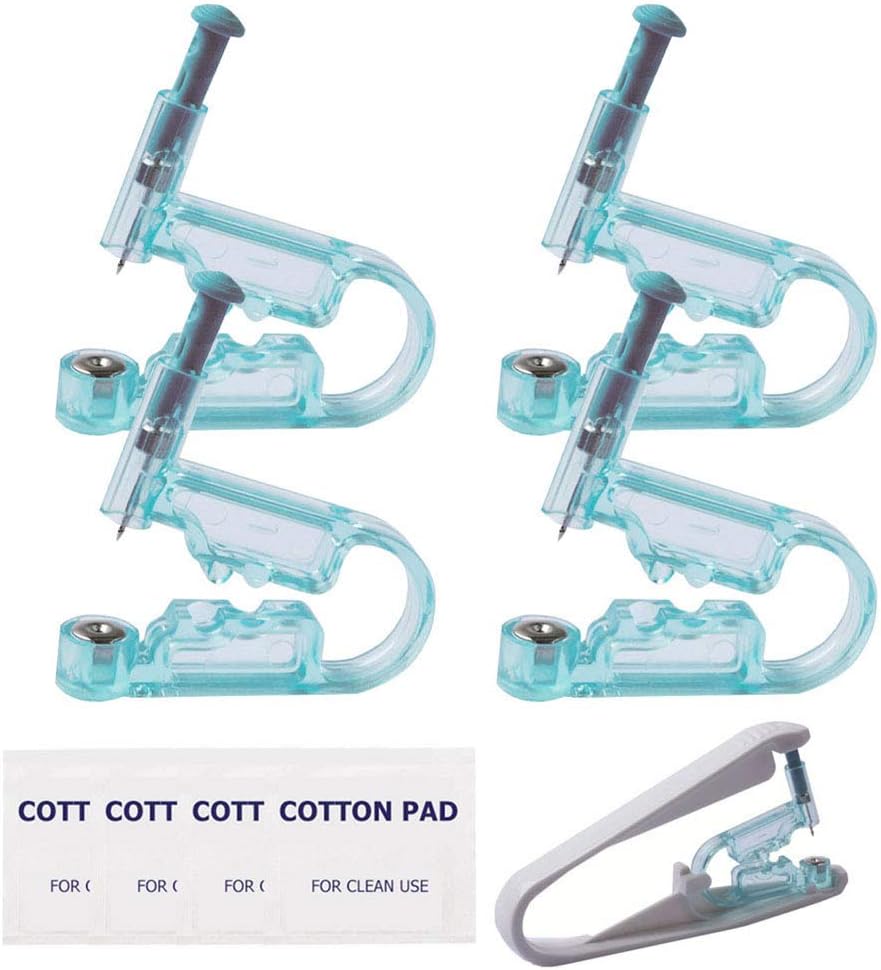 Ear Piercing Gun Kit - Silmy 4 Pack Safety Ear Piercing Unit Kit Including 4Pcs Disposable Ear Piercing Gun with Ear Stud and 1Pcs Piercing Gun Aid Pierce Kit Tool for Piercing Supplies (4pcs)