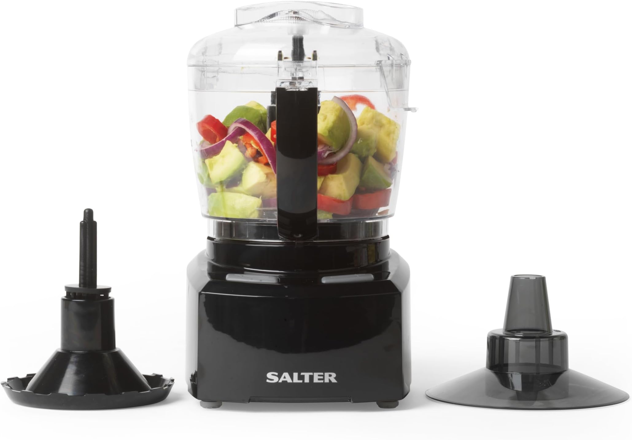 Salter EK3171 Mini Food Processor - Prep Pro Compact Food Mixer, Electric Vegetable Chopper, 1L BPA-Free Plastic Easy Pour Jug, Stir, Mix, Blend, Chop, Whip & Grind, Stainless Steel Blade, 200W, Black