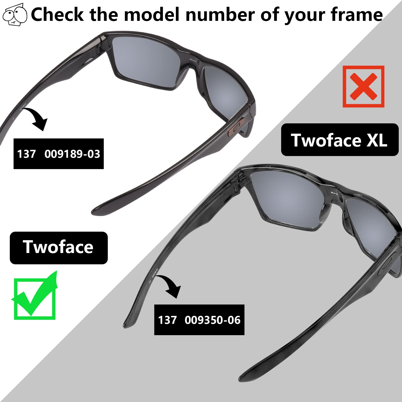 EZReplace Zamiennik soczewek do okularów przeciwsłonecznych Oakley TwoFace OO9189 (soczewki polaryzacyjne)