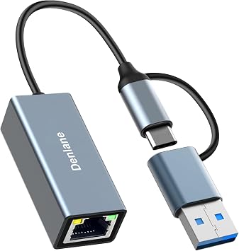 USB 3.0 to Ethernet Adapter, Ethernet to USB C Adapter 2-in-1, RJ45 Gigabit Network 1000Mbps Hub Compatible with iPhone 15 16 17/USB-C iPad, MacBook/Pro/Air, Laptop, Windows 11/10/8/7, etc