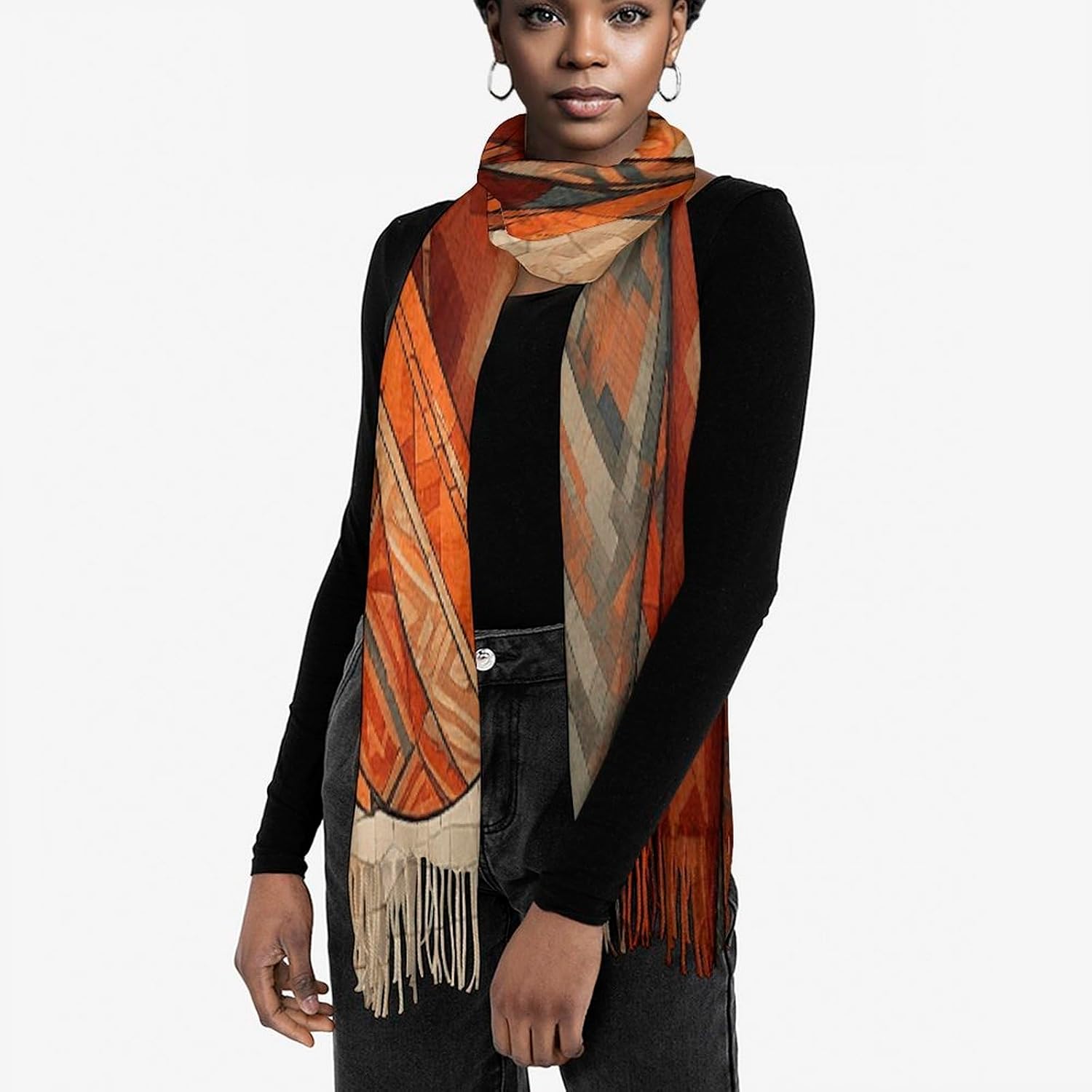 Africa Ethnic Pottery Scarf for Women Men Classic Fashion Blanket Scarves Soft Cashmere Feel Scarf Cold Weather Warm Long Shawl Winter Large Scarves Classic Blanket Scarfs Thick