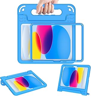 AVAWO Kids Case for New iPad (A16) 11th Generation 11 Inch 2025, iPad 10th Generation 10.9" 2022 with Built-in Screen Protector Durable Shockproof Lightweight Handle Cover for i Pad 11/10, Light Blue
