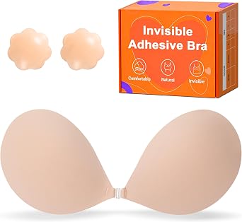 Sticky Bra Push Up,Backless Strapless Bra,Ultra Adhesive Bra,Stick on Bra Push Up for Womens Exotic Bras with Nipple Covers
