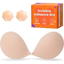 Sticky Bra Push Up,Backless Strapless Bra,Ultra Adhesive Bra,Stick on Bra Push Up for Women's Exotic Bras with Nipple Covers