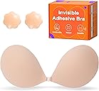 GKHWON Sticky Push Up Strapless Bras for Women,Ultra Adhesive Bra for Backless Dress,Invisible Silicon Bra with Nipple Cover