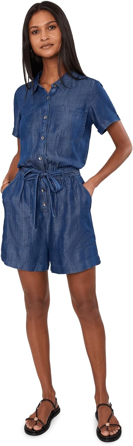 Liverpool Los Angeles Women's Short Sleeve Romper with Self-Tie