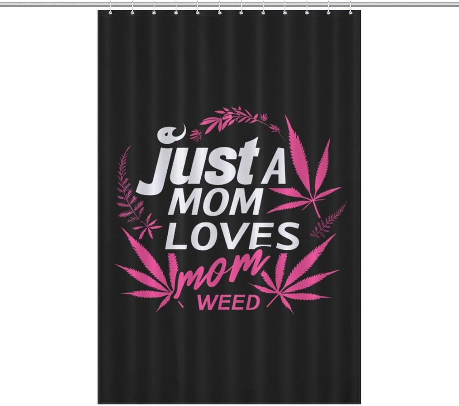 Just A Mom Who Loves Weed Funny Shower Curtains Washable Bath Curtain Liner with Hooks for Bathroom Bath Tubs