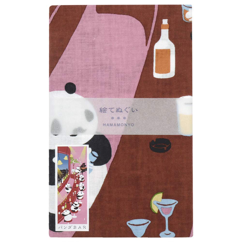 HAMAMONYO Panda Bar Tenugui Handtuch Violett 90 x 34 cm 100% Baumwolle