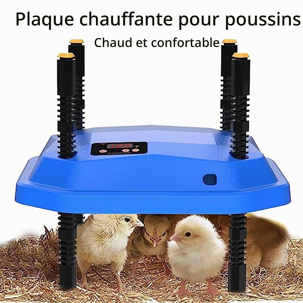 Plaque Chauffante Pour Poussins,Plaque Chauffante Pour Couveuse à Poussin,Chauffant Poussin, 25 x 25 cm avec Hauteur et Angle réglables, thermostatique, pour Poussins, canetons, cailles naissantes