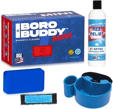 SnowTree - BoroBuddy Mini Magnetic Glass Cleaner for Glass Pieces, Bottles, Vases & More - Smaller Design for Tighter Spaces & Smaller Glass Pieces - Easy to Use Double Sided Glass Cleaner Blue Gift