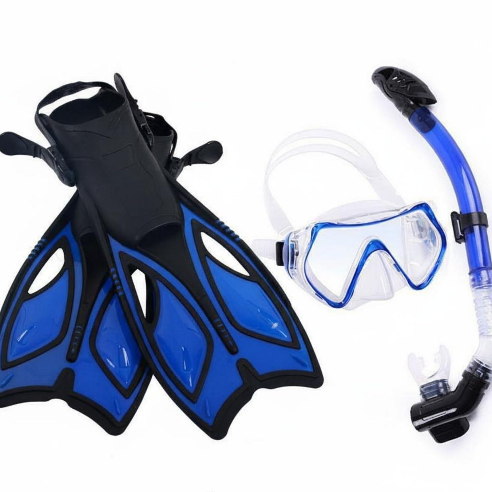 Tauchmaske Schnorchel Flossen Set Tauchausrüstung Schnorchelmaske Schnorchelrohr Schwimmflossen mit Gehärtetem Glas Und für Schnorcheln Reisen Strand Urlaub