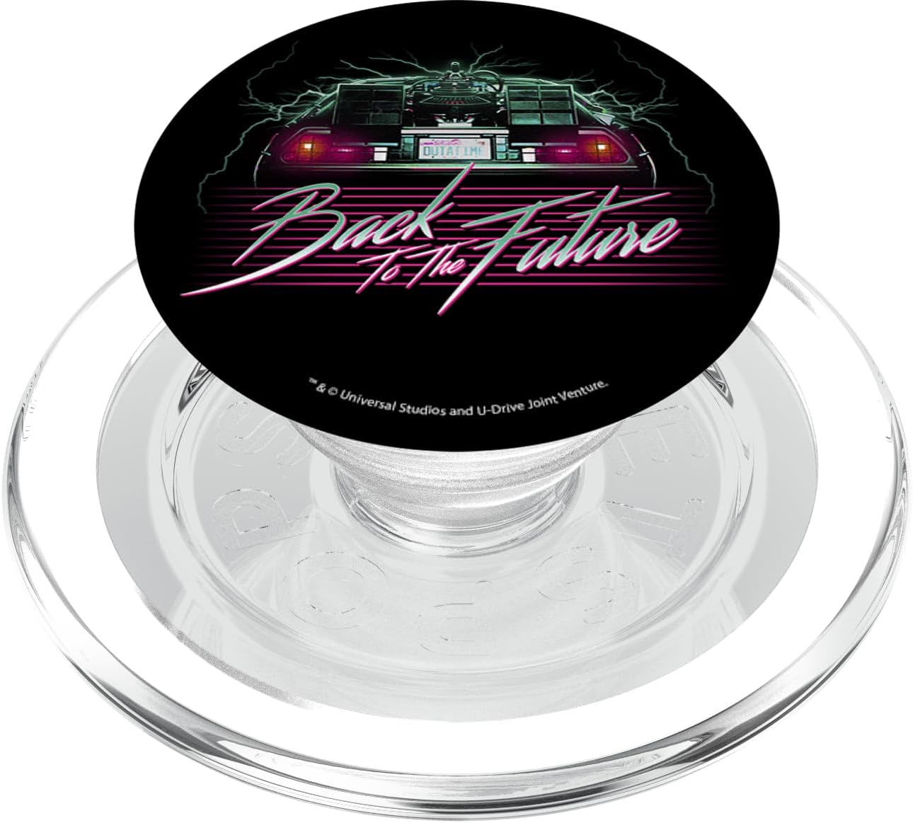 Back To The Future Retro Delorean Lightning Portrait PopSockets MagSafe PopGrip for iPhone