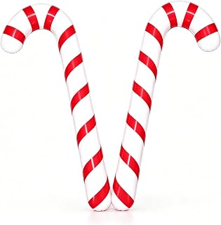 Soochat 2 Pcs Inflatable Candy Canes Balloons Inflatable Christmas Candy Cane for for Christmas Indoor and Outdoor Party Decorations Winter Holiday Supplies (Red)