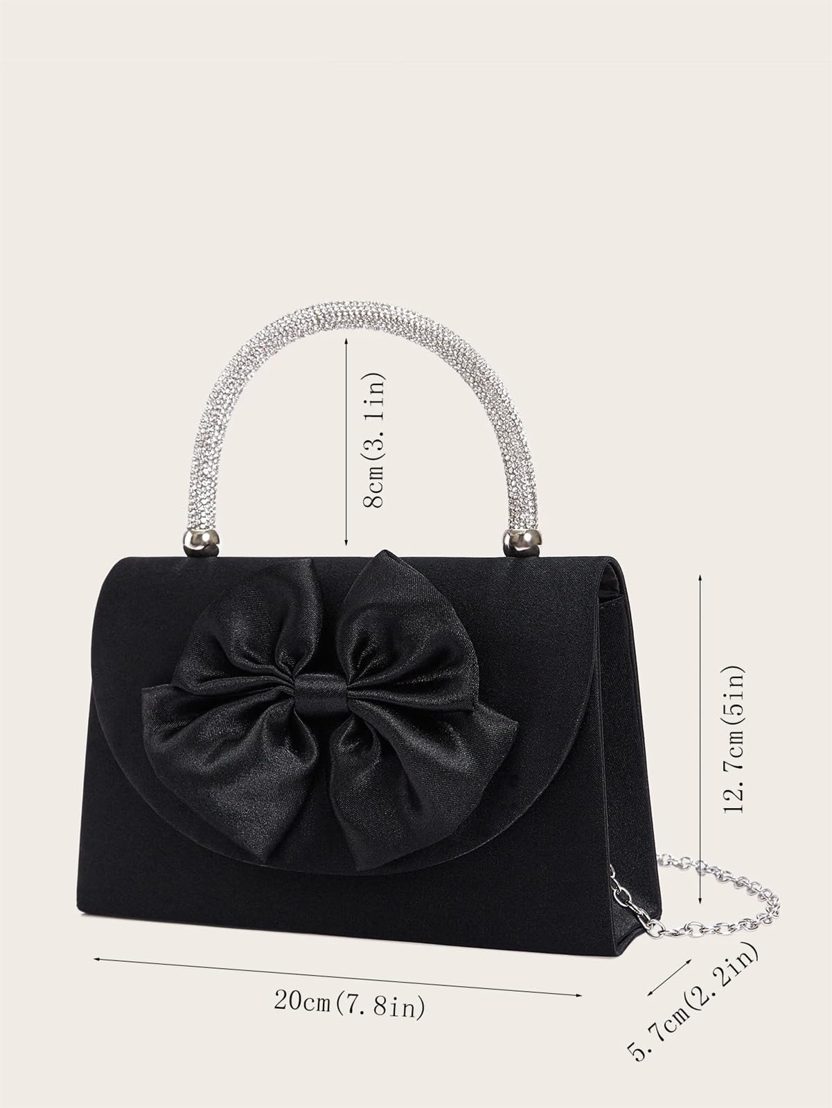 Bolso de mano de noche for mujer, bolso de mano con lazo de seda, bolso de mano con decoración, bolso de hombro cruzado, bolso de mano con asa y diamantes de imitación brillantes, bolso de mano for fi