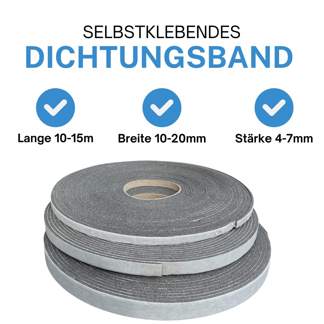Nastro sigillante autoadesivo, resistente alle intemperie e ai raggi UV, resistente alla temperatura, per finestre, porte, tecnologia e costruzione, isolamento acustico e termico, 4 mm e 7 mm, 10-15 m