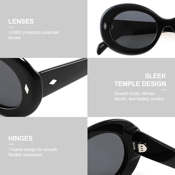 Oval Polarized Sunglasses for Women Acetate Fashion Elegance | Lightweight Retro UV400 Protection