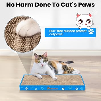 Cat Scratching Board, Corrugate Cat Scratcher for Indoor Cats with Box, Scratch Pad with Catnip, Cardboard Double-Sided Usability (2 PCS)