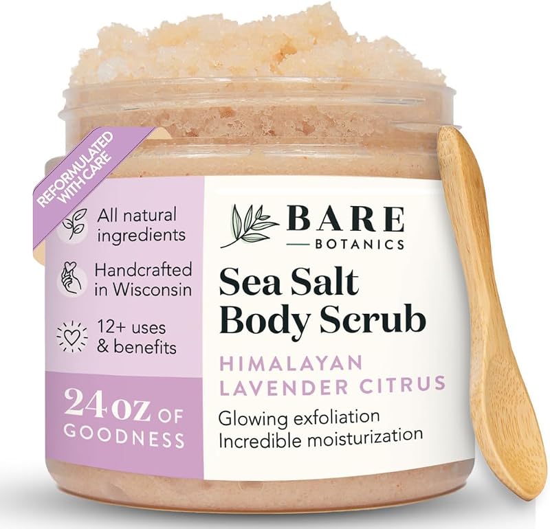 BARE BOTANICS Esfoliante corporal de sal marinho Lavender Citrus, 680 g