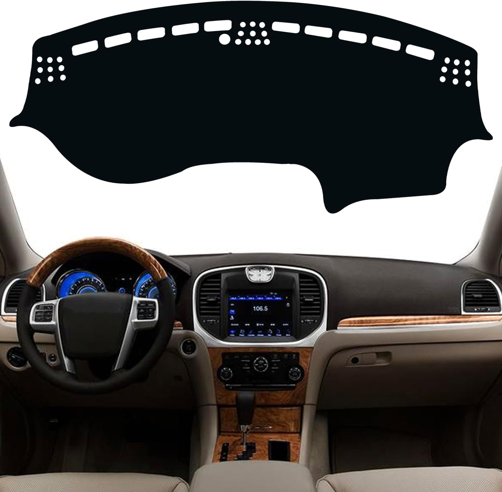 Dash Mat Cover Interior Dashboard Protection pad Compatible with Chrysler 300 300C Sedan 2011-2023 Dashboard Cover Pad Carpet Protector (Black Trim)
