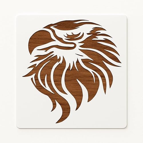 Plantilla de logotipo de águila reutilizable y flexible de plástico transparente de 1-5.5 x 5.5 pulgadas, material para álbumes de recortes para