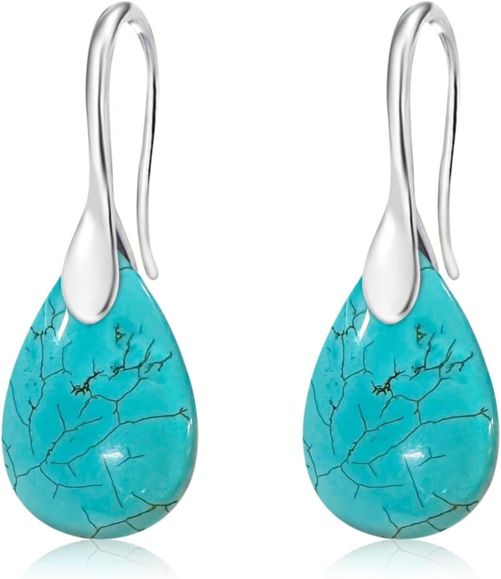 Genuine Large Teardrop Gemstone statement Earrings for Women Drop 925 Sterling Silver Dangling Earring Jewelry for Her Wife Mother