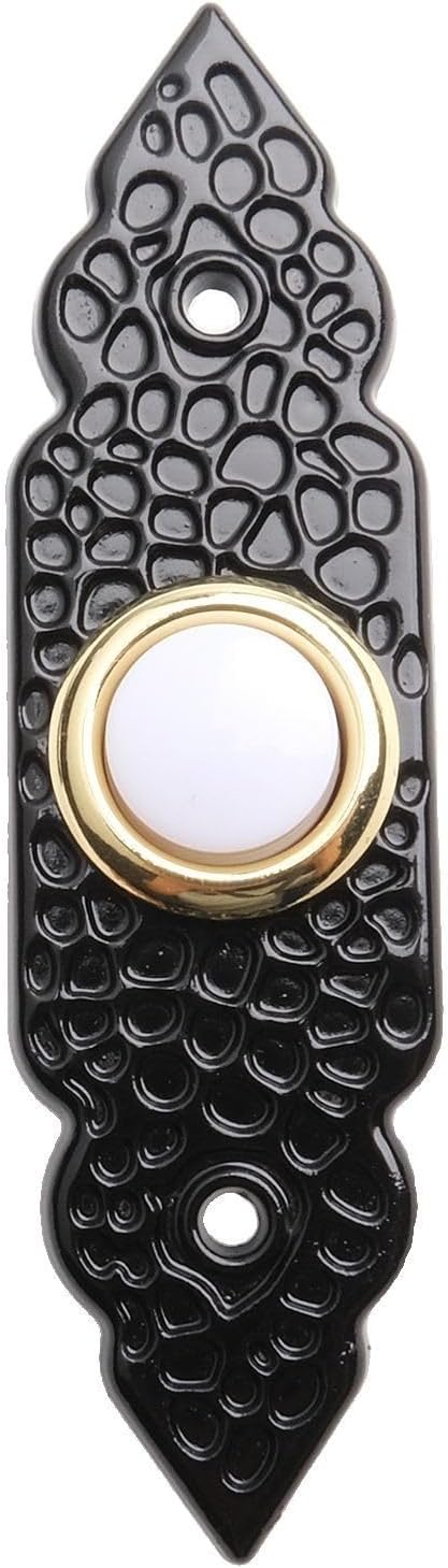 Zinc Alloy Wired Doorbell Push Button with LED Light, Weatherproof Front Door Button Home Garage, DC12-24V, Black, Includes Screws