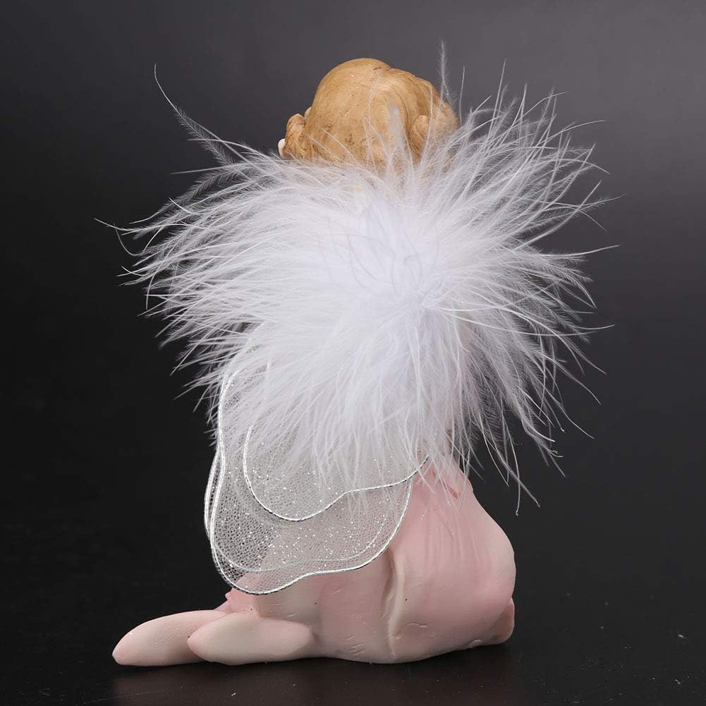 BORDSTRACT Flower Fairy Statue, Elegante Handmade Synthetic Resin Fairy Sitting Statue with Wings, Angel Ornaments for Home Desktop Garden Decor image 5
