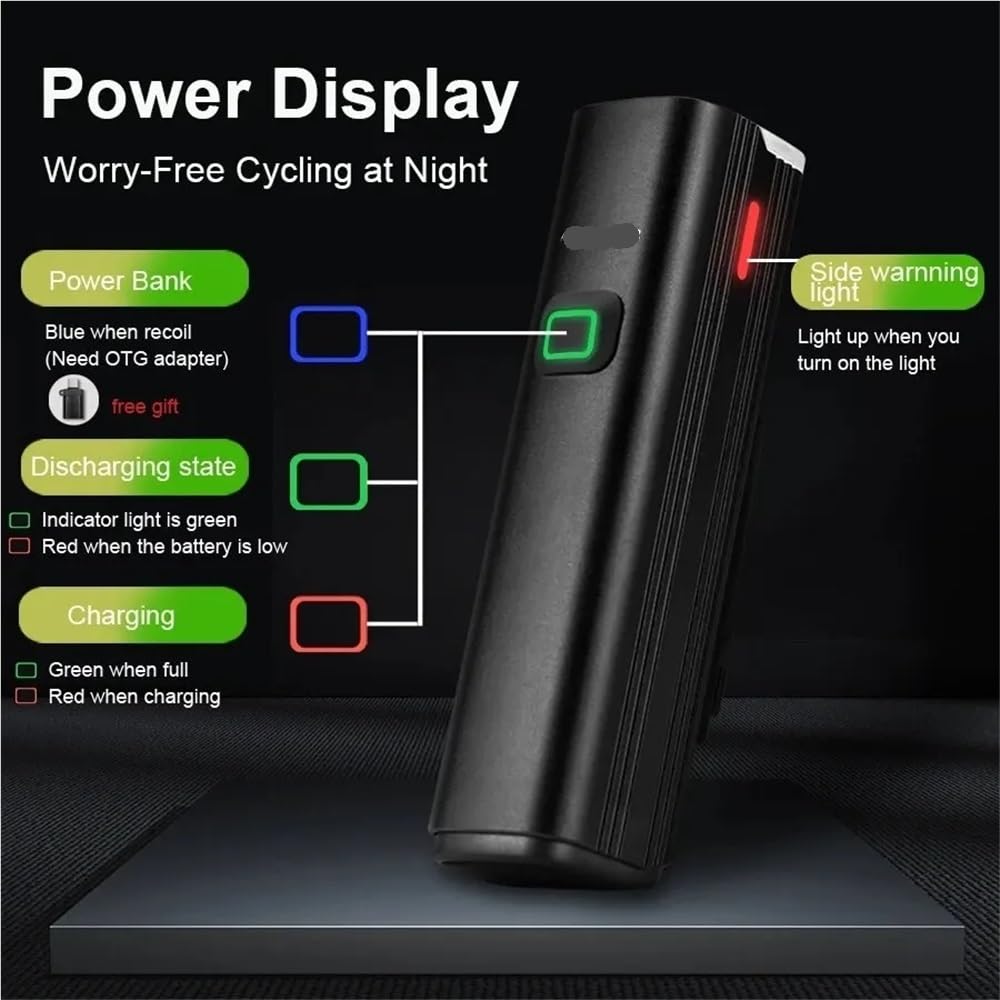 Torcia elettrica da 1000 lumen for bicicletta USB Set di luci anteriori e posteriori for bici Faro MTB antipioggia Lampada da ciclismo da 4800 mAh(520 set 2)