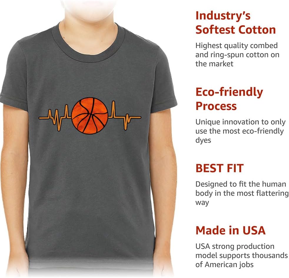 Basketball Heartbeat Kids' T-Shirt - Basketball Fan Clothing - Basketball Player Apparel