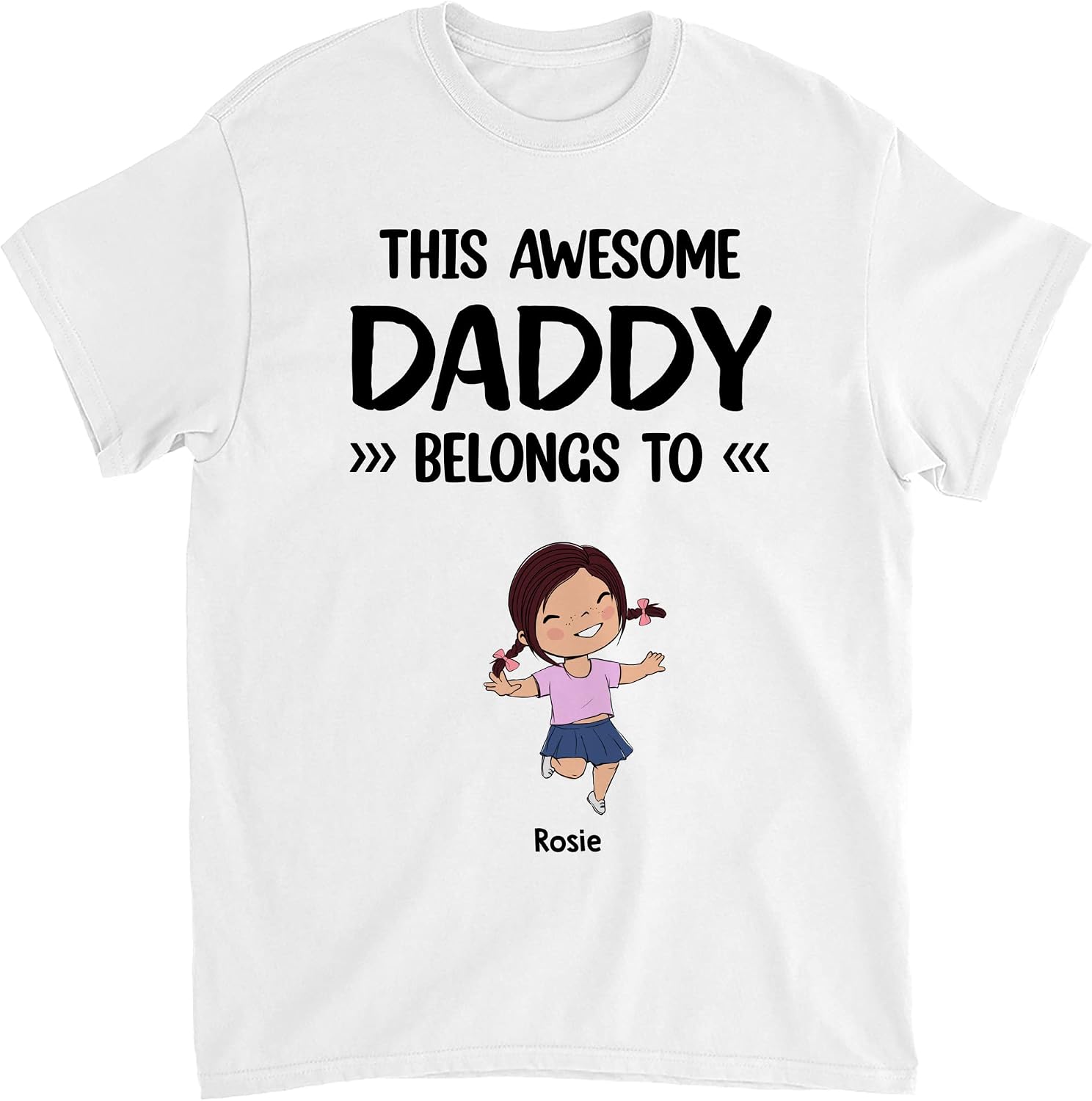 Gossby Personalized This Awesome Daddy Belongs to Shirt - Fathers Day 2026 Birthday Gift for Dad from Daughter Son