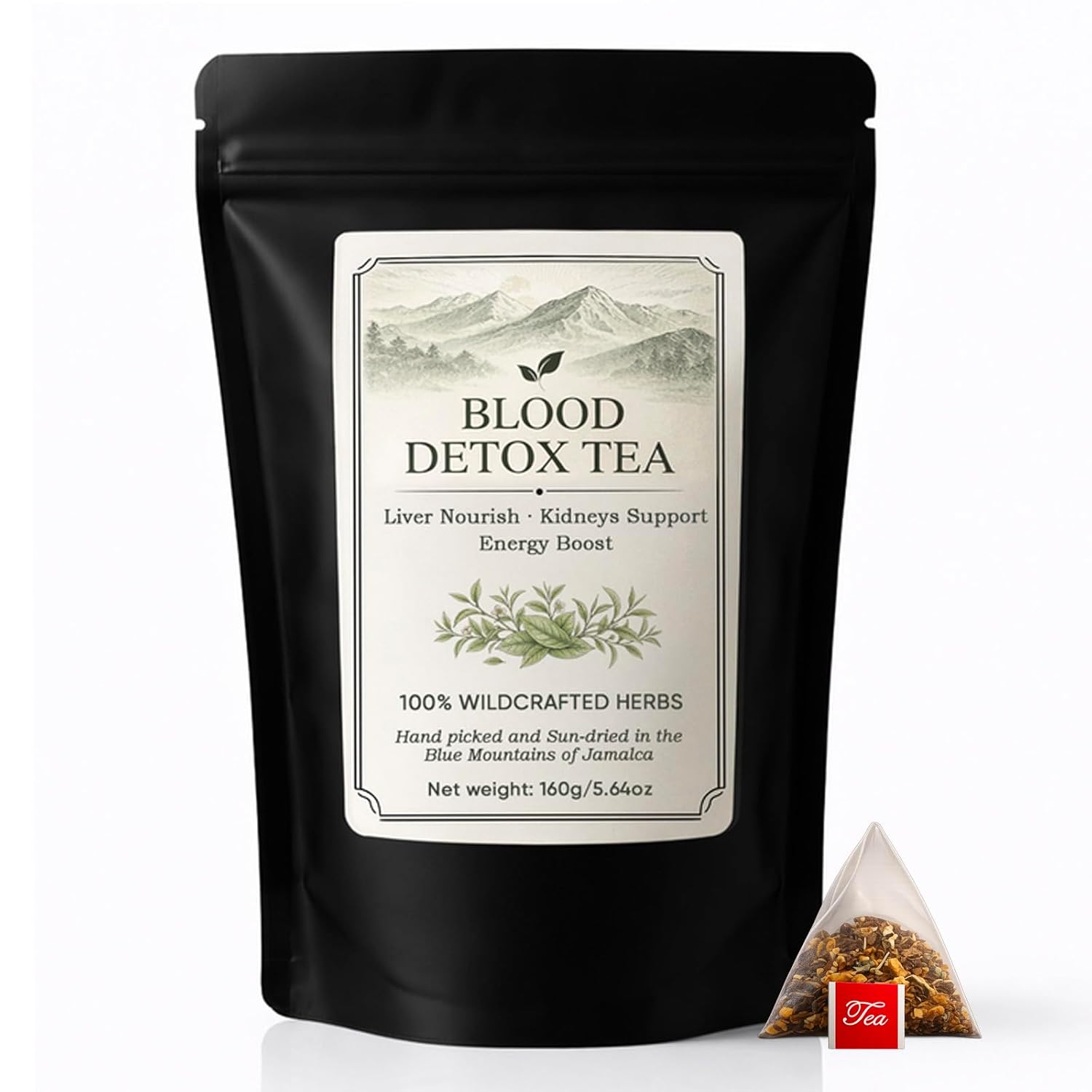 Blood Detox Tea Jamaica, Blood Detox Tea Jamaica Healing Garden, Wildcrafted Jamaican Tea Blend With Guaco, Burdock Root, Oregano, Cinnamon & Moringa, 20 Pack