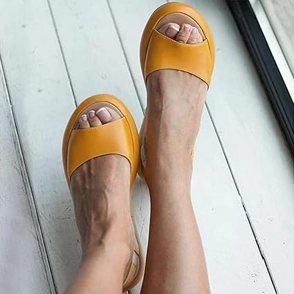 yellow walking sandals