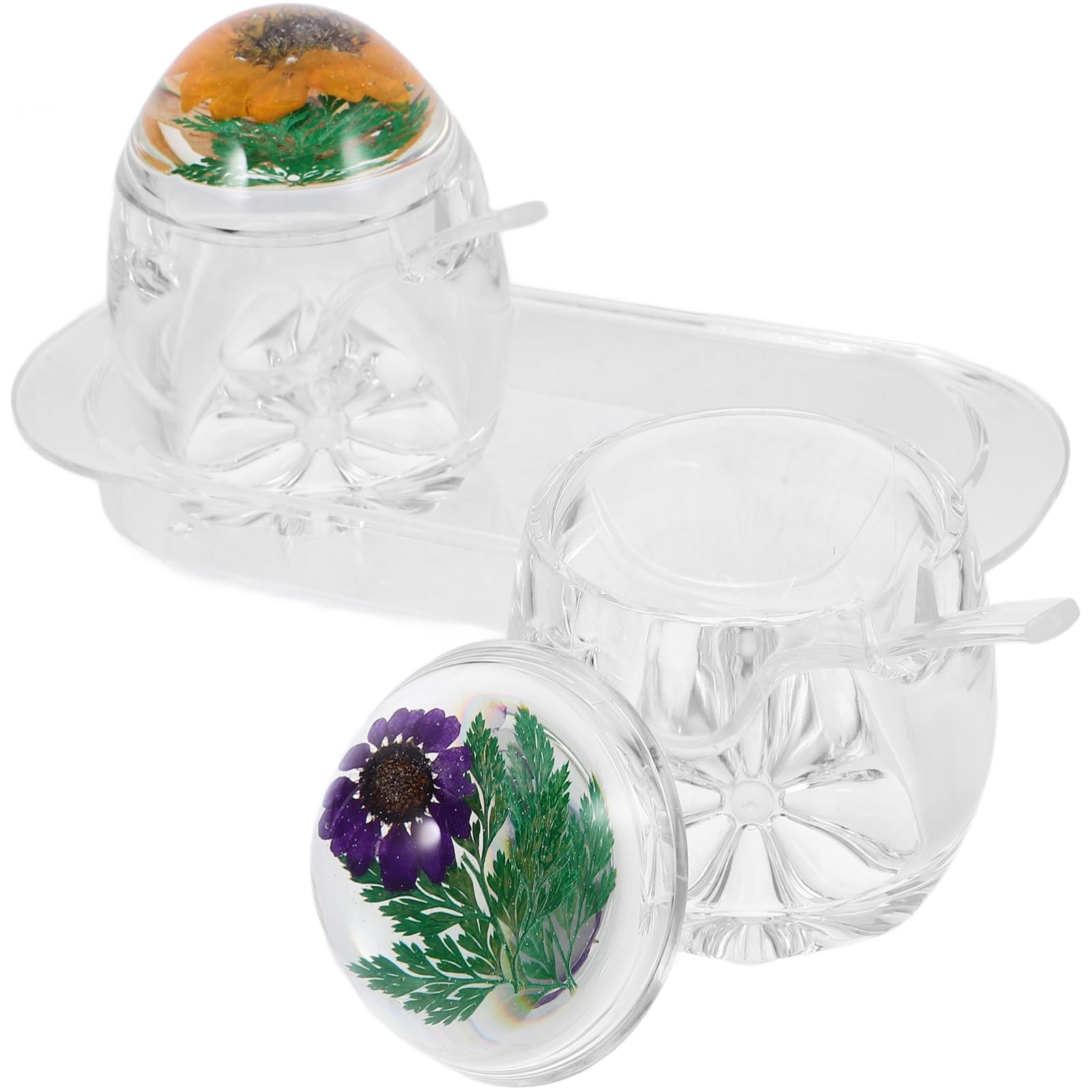 Alipis Transparente Acryl Gewürzglas mit Blumendeckel Gewürzbehälter für Salz und Maisstärke Härte und Ordentliche Aufbewahrung für Heimische Küche Zufälliger Stil