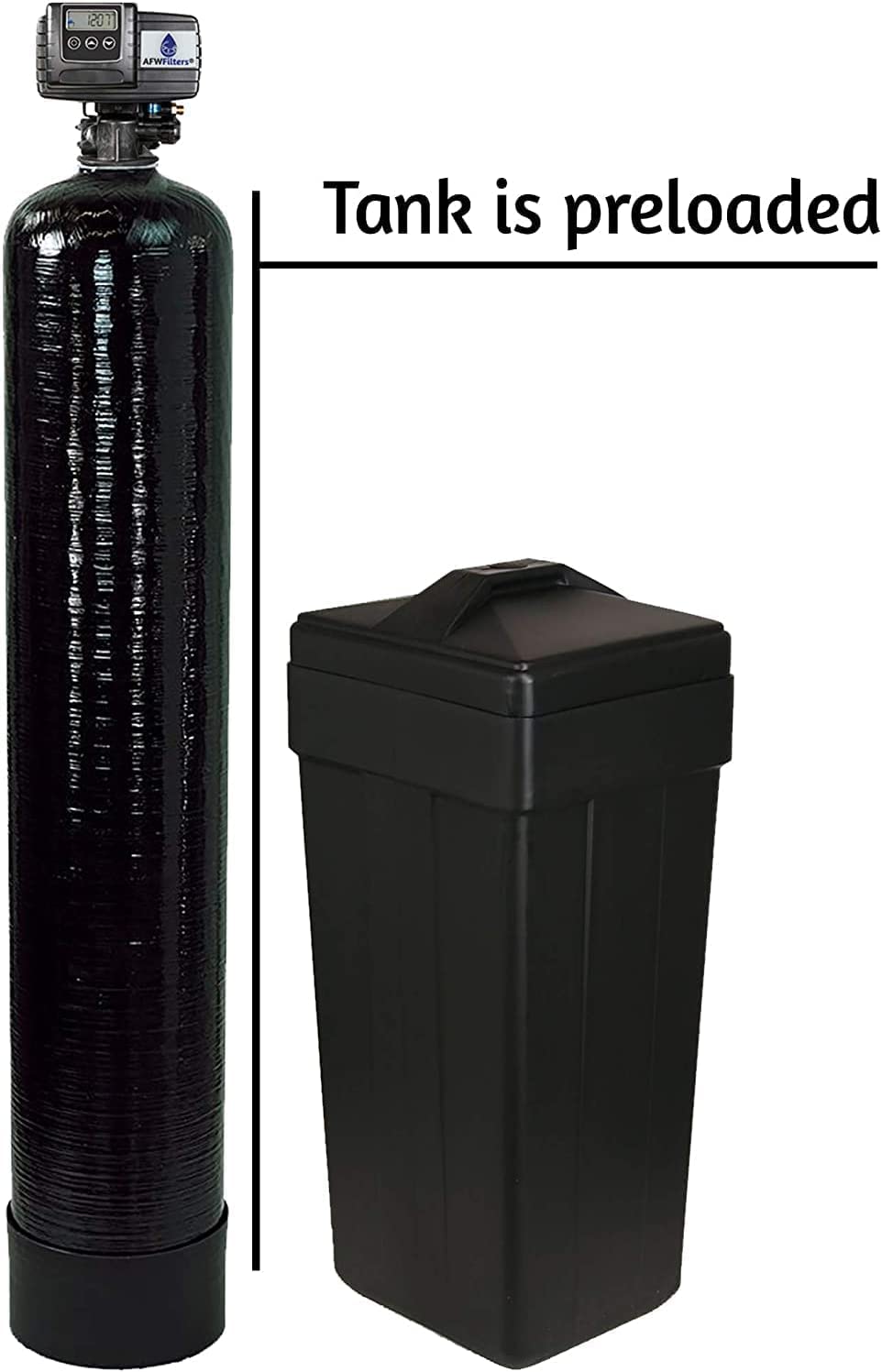 Combo System Fleck Whole House 64k Water Softener Upgraded 10% Resin, 5600sxt Metered, 1" Bypass and Brine Tank, 64,000 Grains and Carbon Pre-Filter