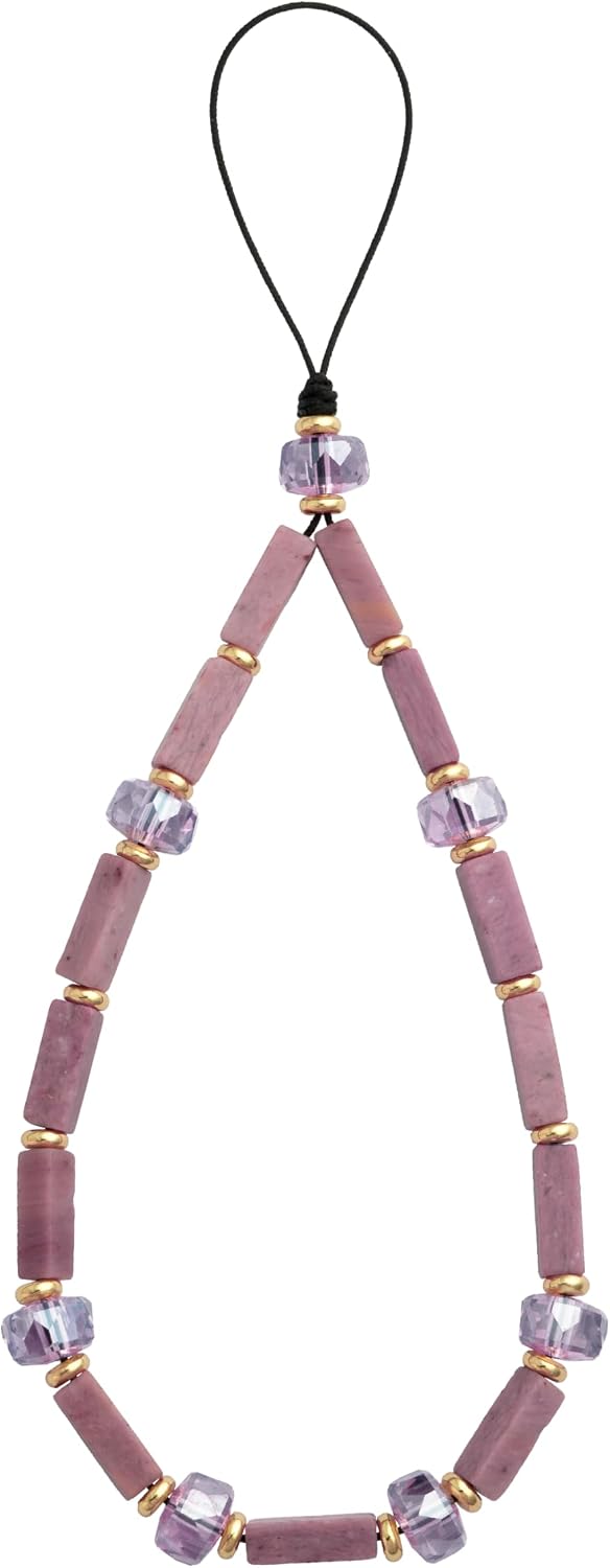Natural Stone Phone Lanyard Wrist Strap Crystal Beaded Bracelet Hand Strap Wristlet for Cellphone Unique Phone Charm