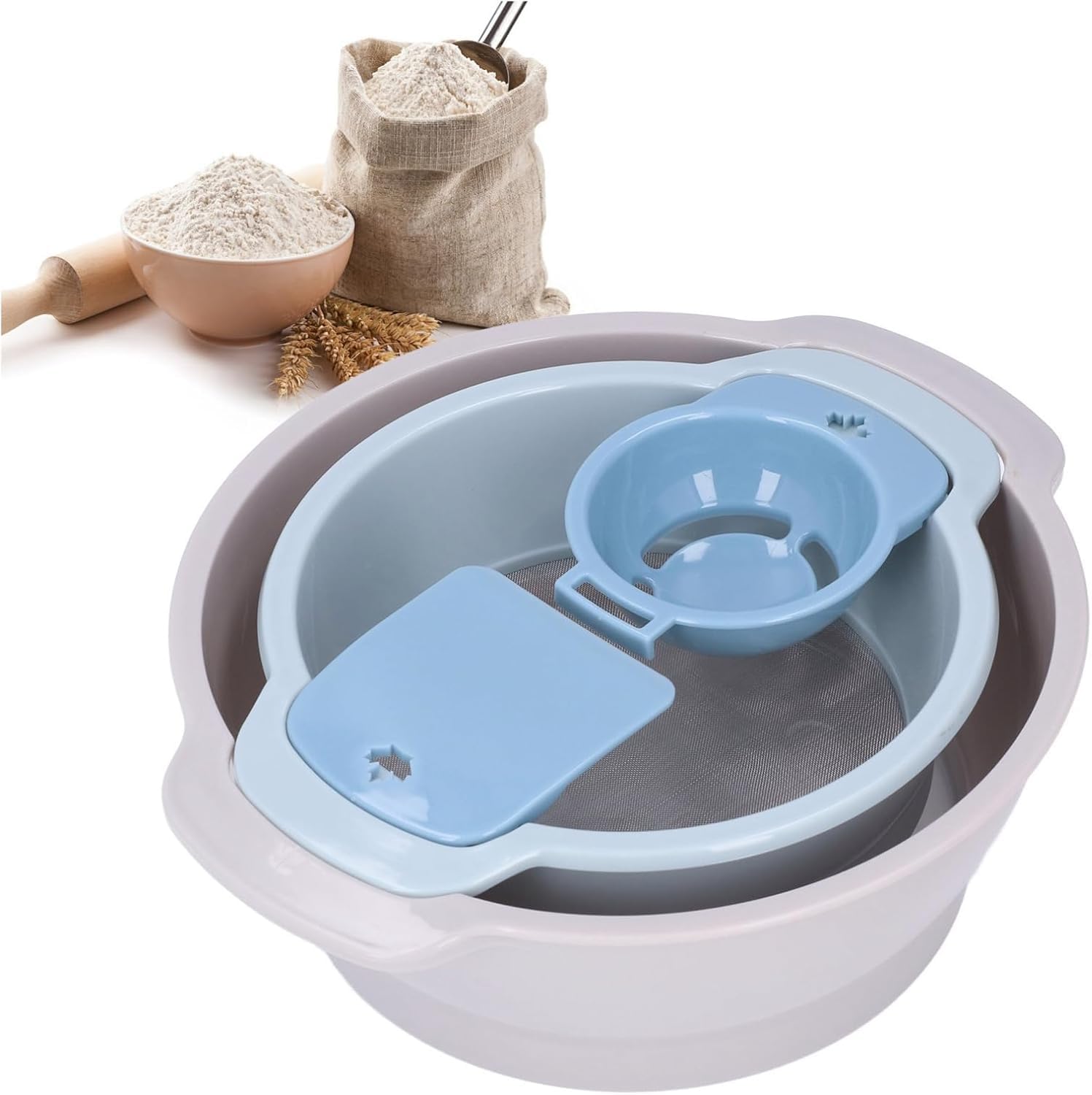 HAOHIZE Pollen Sieve Set, 4Pcs Flour Sifter for Baking Stackable Design Save Space Lightweight Trimming Tray with Mesh Suitable for Powder Collection, Stackable Pollen Sieve