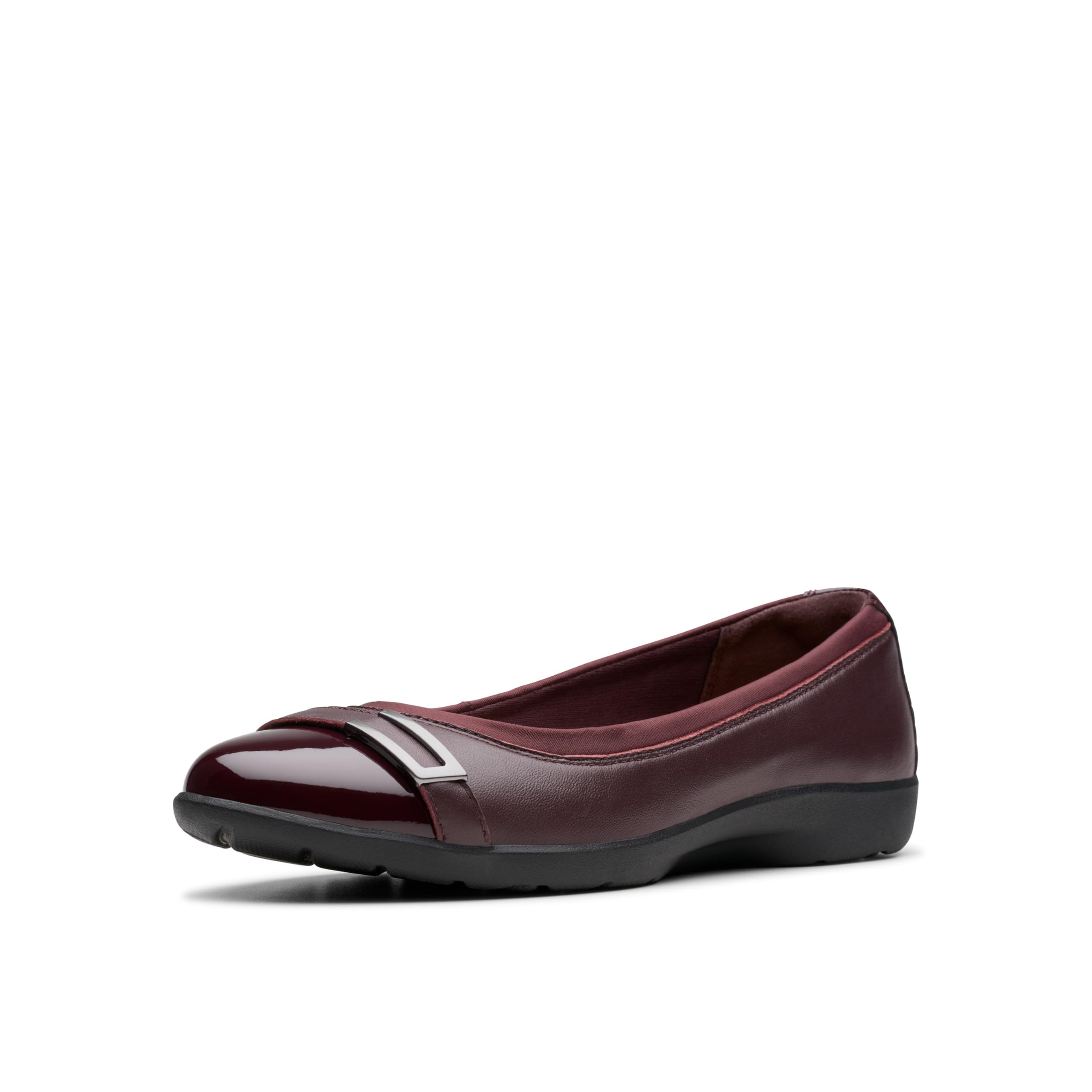 Clarks Women's Meadow Rose Ballet Flat, Wine Combi, 6.5 UK Wide