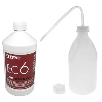 XSPC EC6 Opaque Premix PC Coolant 1000mL and Filling Bottle Bundle, Red