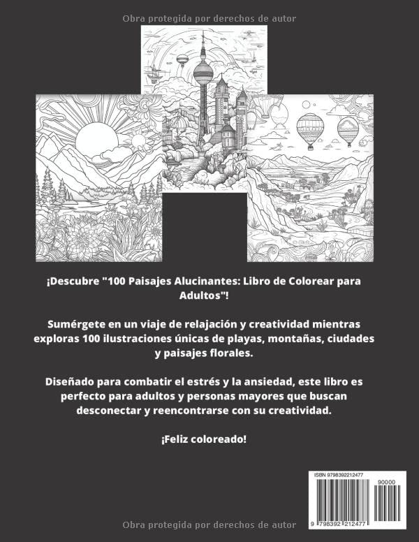 Miniatura 2 de 100 Paisajes Alucinantes Libro de Colorear para Adultos Ideal para relajarse, personas con ansiedad, personas mayores... (Spanish Edition)