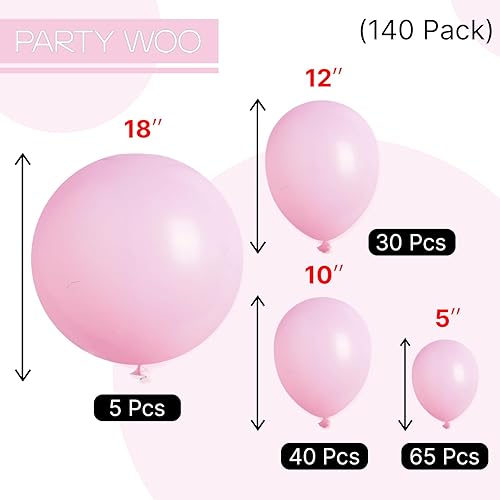 Miniatura 281 de PartyWoo Globos amarillos de 140 piezas de diferentes tamaños de 18, 12, 10, 5 pulgadas, kit de arco de globos de látex amarillo mate, guirnalda