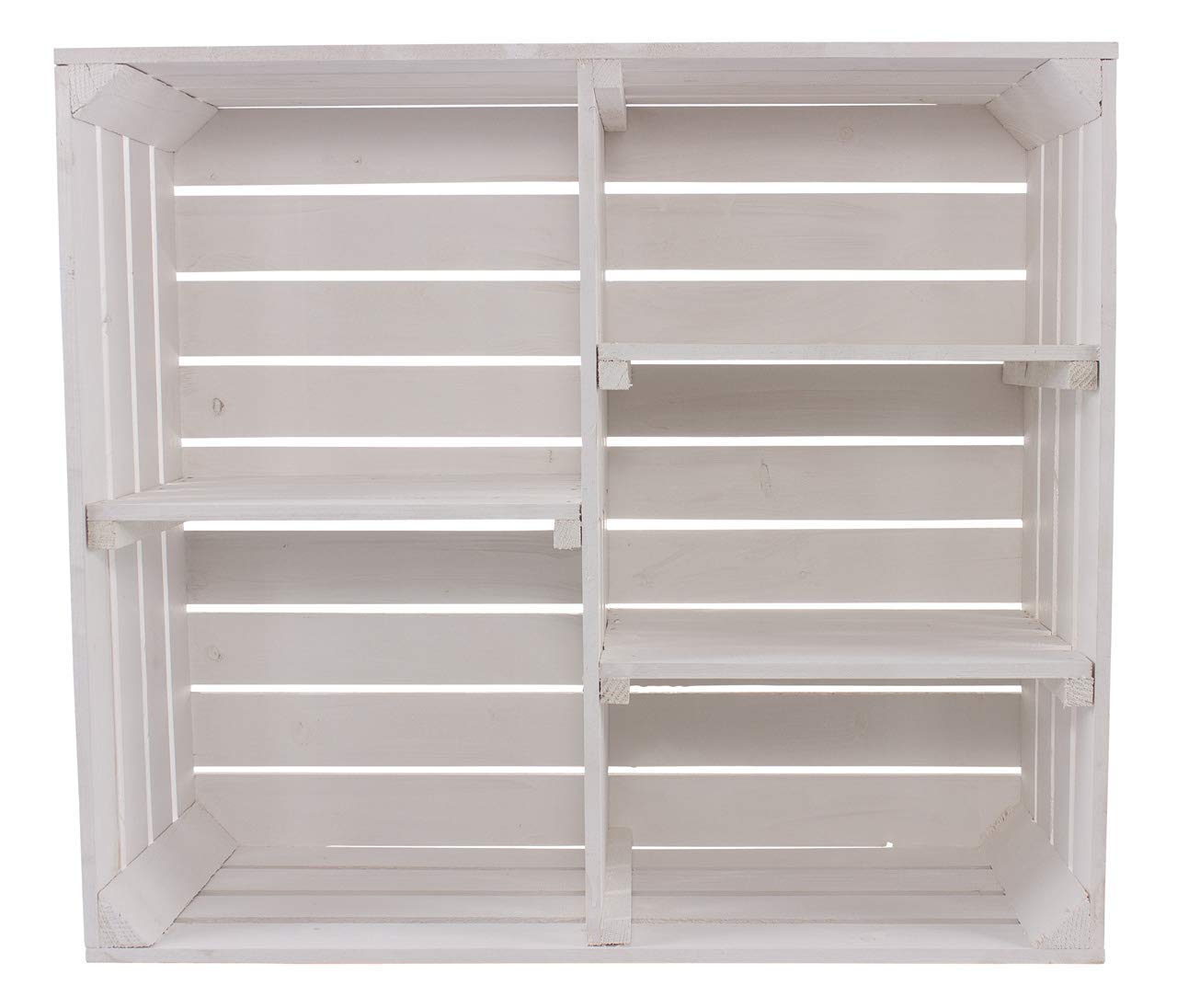 Juego de 2 – Shabby Chic madera armario en blanco – 5 estantes – Fruta (Caja de madera caja de caja de almacenamiento de madera botellero como – Zapatero Estante con libros – Armario ropero 77 x 68 x)