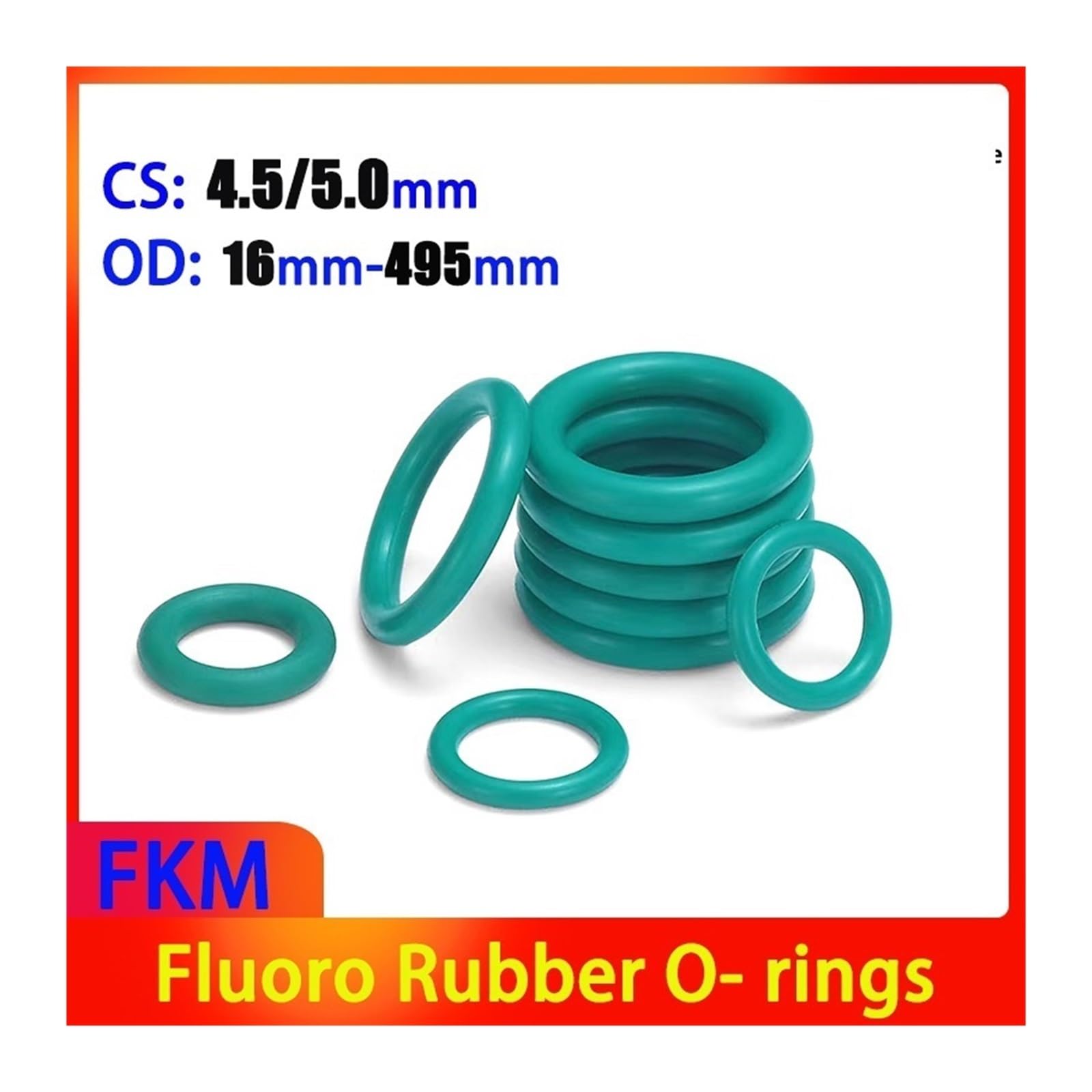 1–20 Stück CS 4,5 Mm/5,0 Mm Grüne Fluorkautschuk-O-Ringe, Außendurchmesser 16–495, Viton-Dichtung, Elastomer-Runddichtring