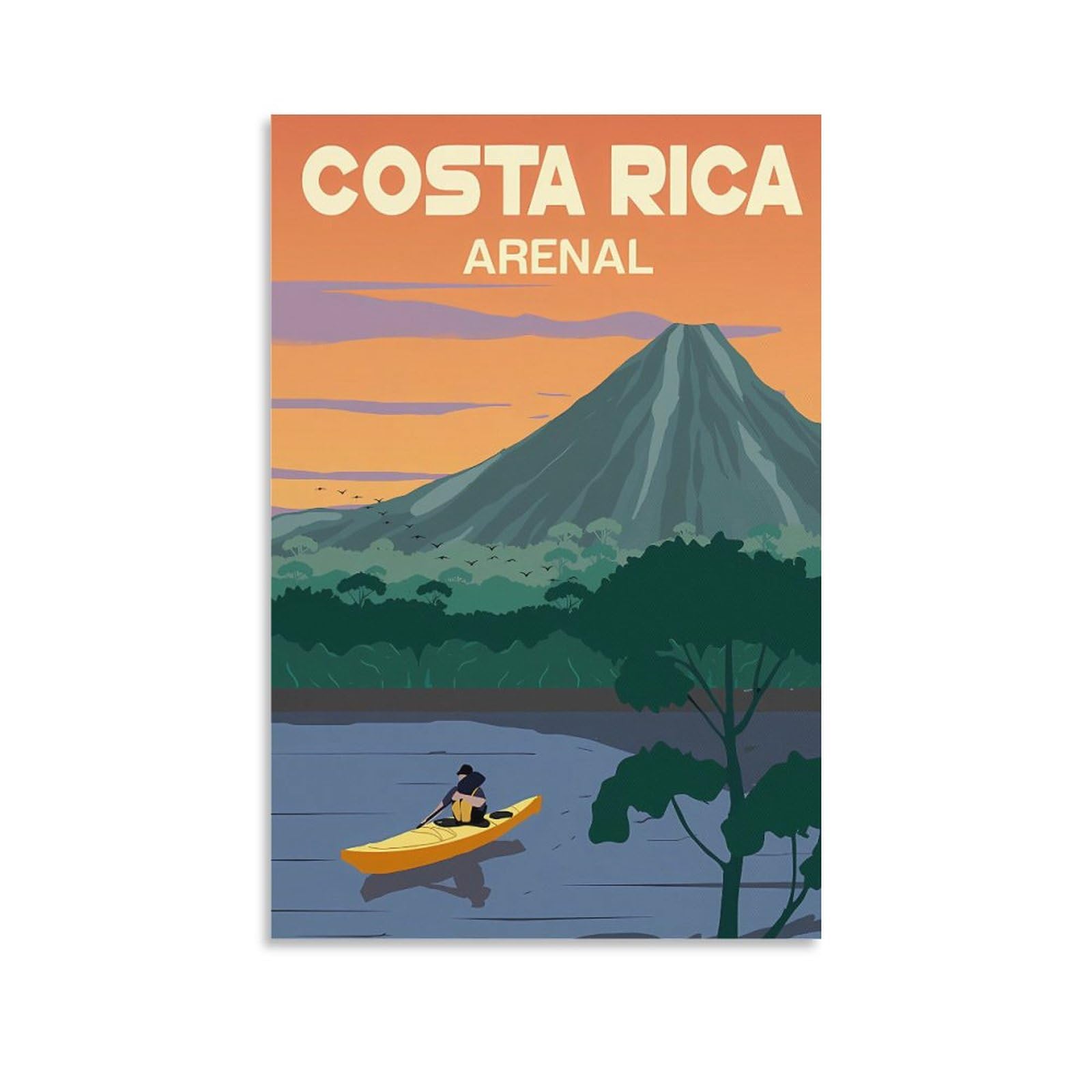 Orbana Unframe-Style Costa Rica Arenal Vintage Travel Posters 08X12inch(20X30cm) Canvas Print For Living Room, Bedroom, Dorm, Home, Office Wall Decoration