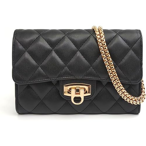 Small Black Clutch Purses for Women with Quilted Designs, Women's Trendy Quilted Crossbody Bags - Stylish Shoulder Handbags