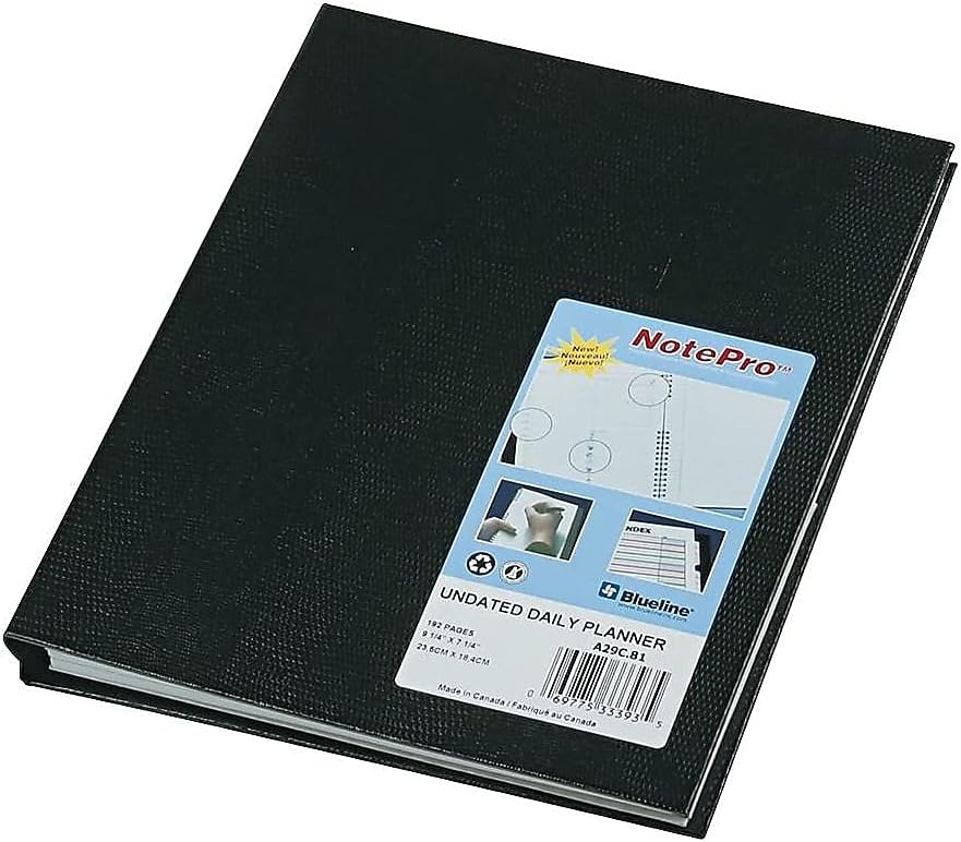 Blueline A29C81 NotePro Undated Daily Planner 9-1/4 x 7-1/4 Black